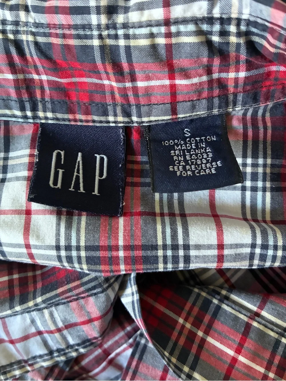 Vintage 90s Gap Preppy Skater Sleeveless Plaid Button-Front Top Red White Sz S